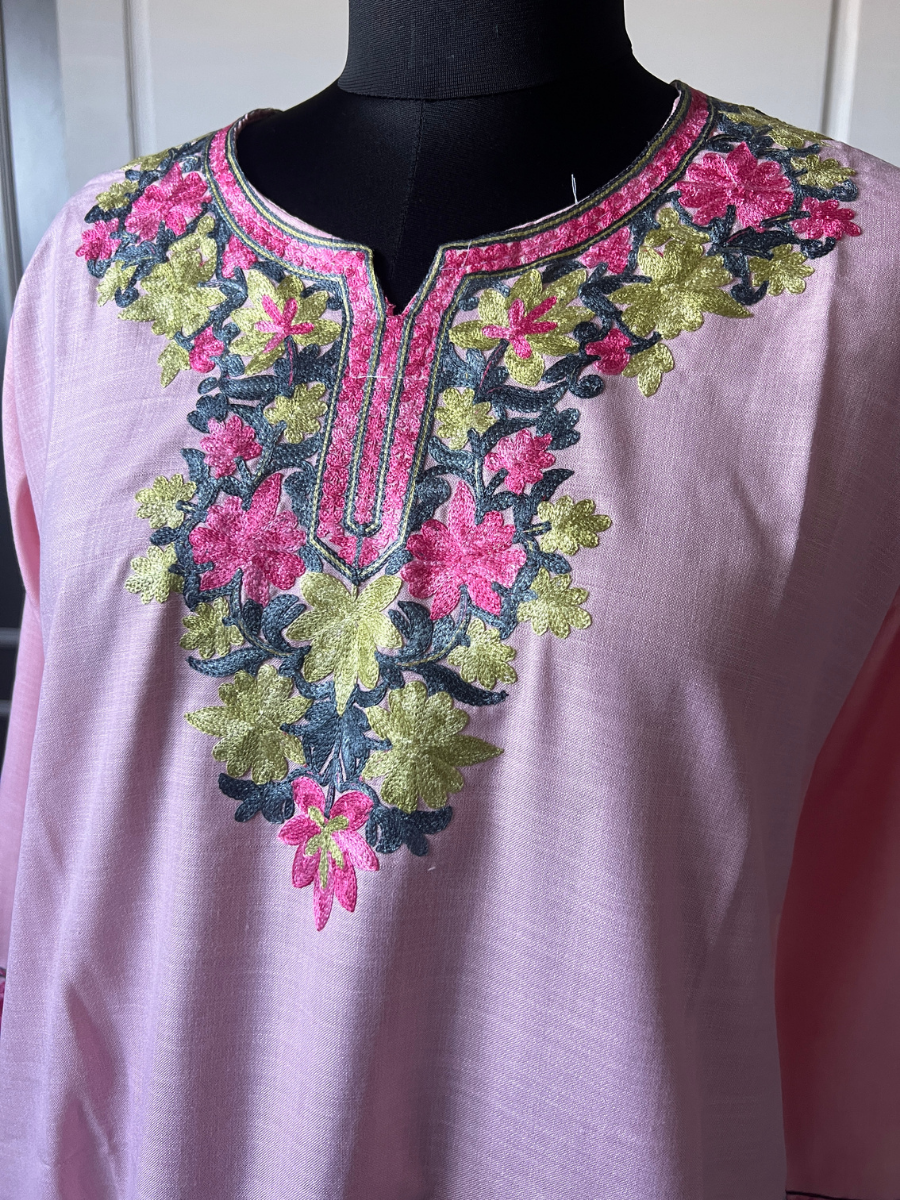 Kashmir Aari cotton Co-Ord Set | Pink