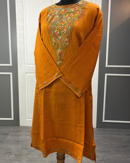Meeras: Hand-Embroidered Raffel Phiran | Amber