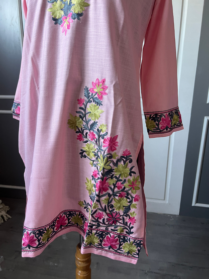 Kashmir Aari cotton Co-Ord Set | Pink
