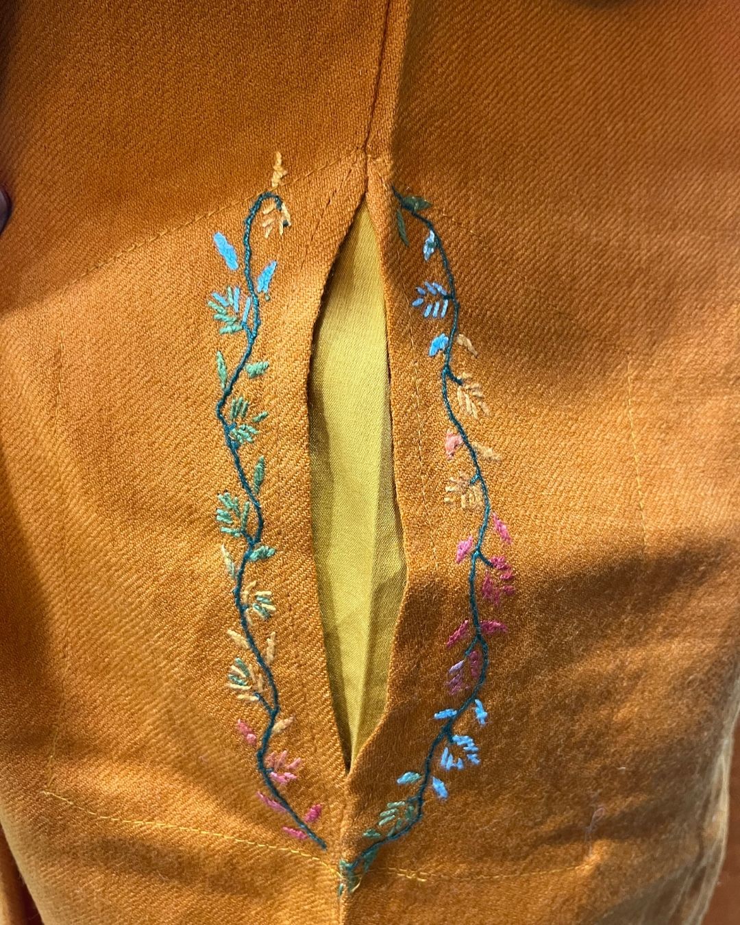 Meeras: Hand-Embroidered Raffel Phiran | Amber