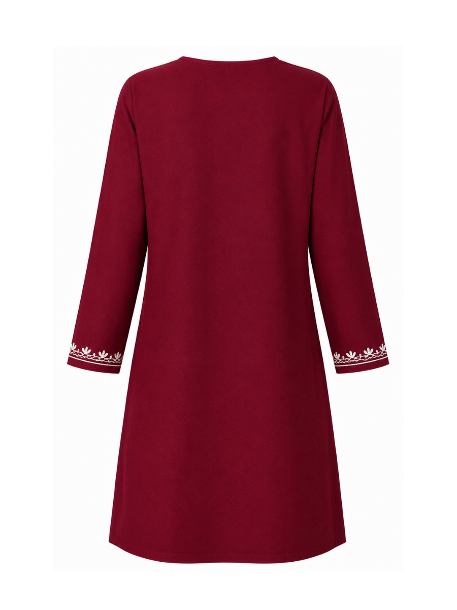 Noor : Aari embroidery summer kurti | Dark Red