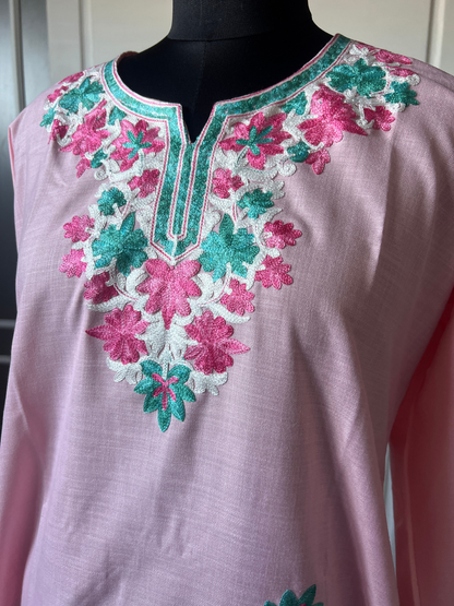 Kashmir Aari cotton Co-Ord Set | Pink