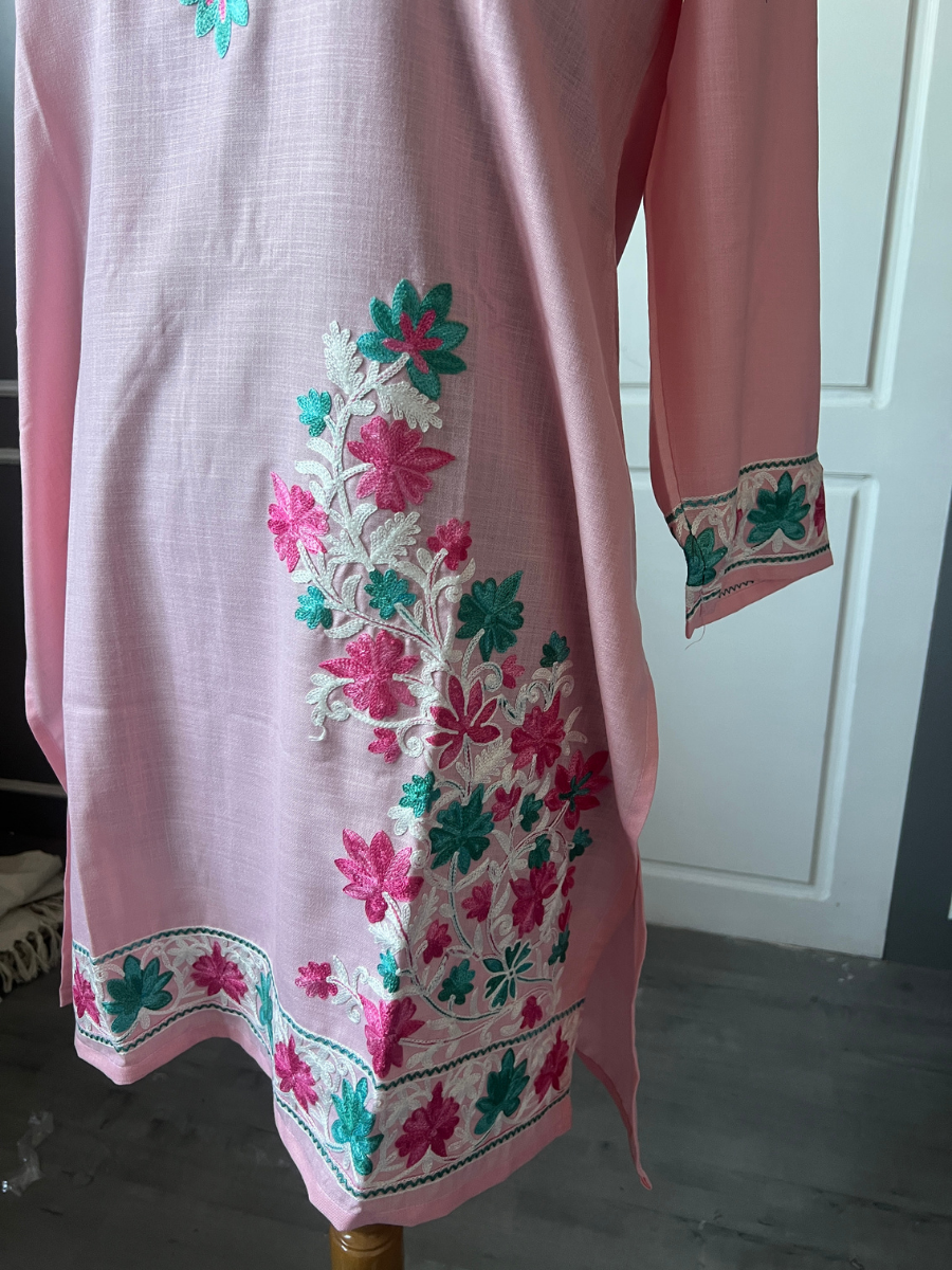 Kashmir Aari cotton Co-Ord Set | Pink