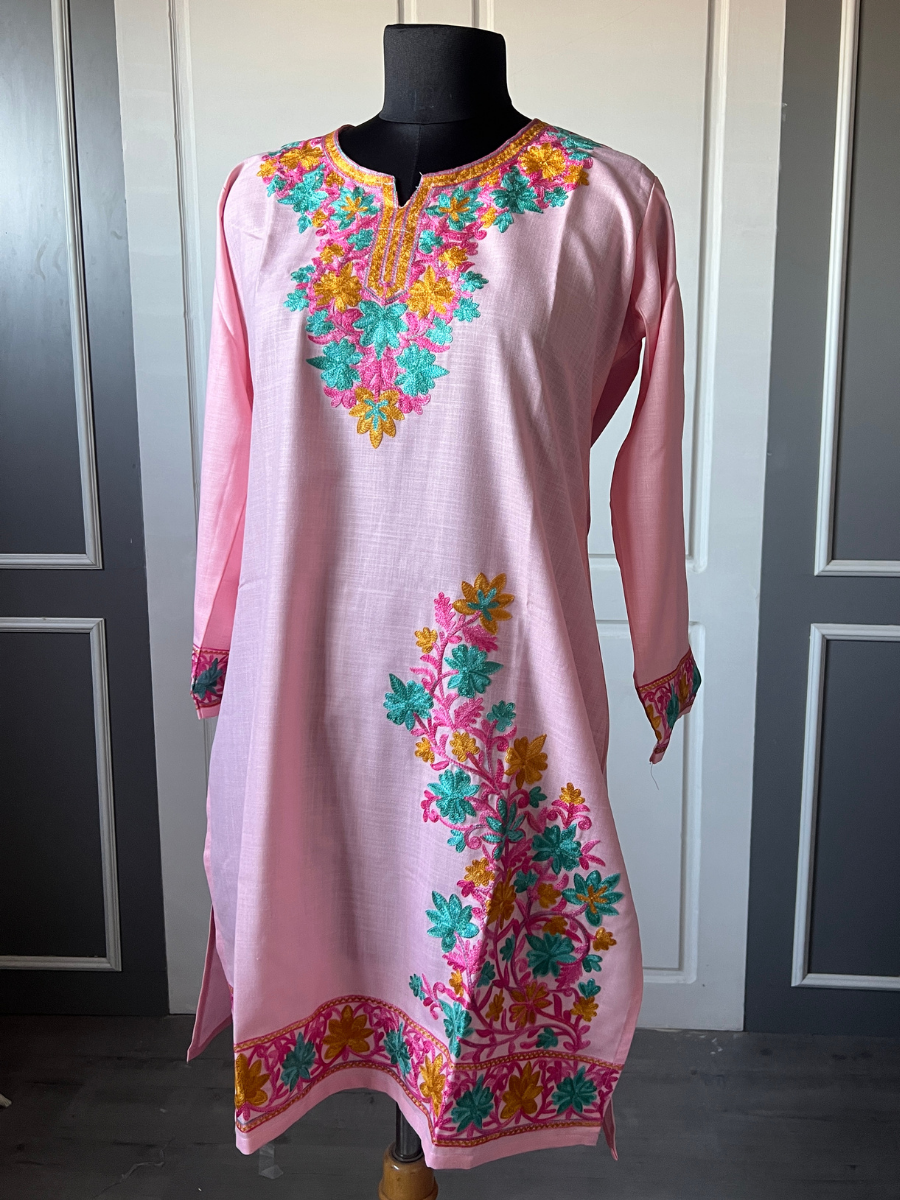 Kashmir Aari cotton Co-Ord Set | Pink