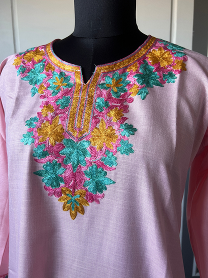 Kashmir Aari cotton Co-Ord Set | Pink