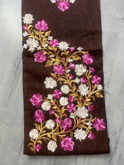 Gul Kashmiri Aari 2 Piece Unstitched Suit  | Grayish Brown