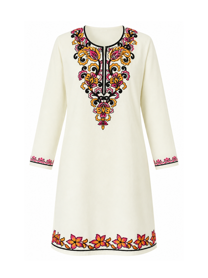 Noor : Aari embroidery summer kurti | Light Gray