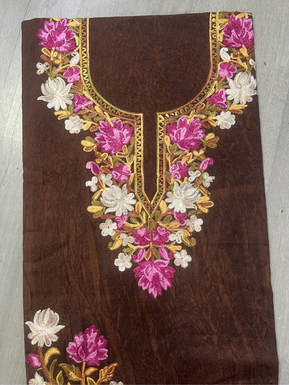 Gul Kashmiri Aari 2 Piece Unstitched Suit  | Grayish Brown