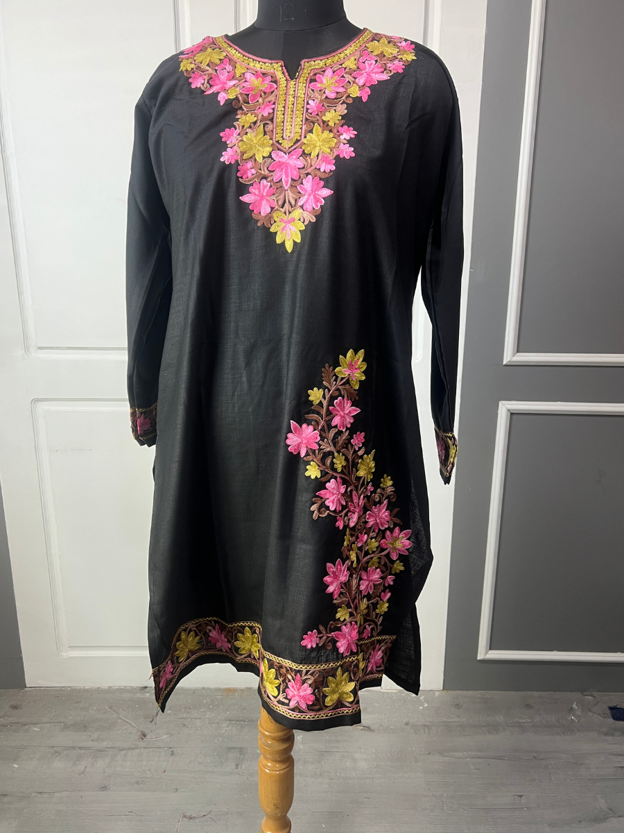 Noor : Kashmiri Aari embroidery summer Co-Ord Set | Ebony