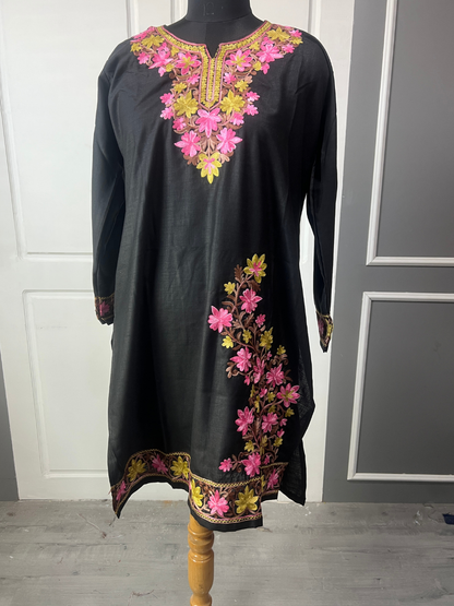 Noor : Kashmiri Aari embroidery summer Co-Ord Set | Ebony
