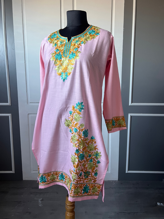 Kashmir Aari cotton Co-Ord Set | Pink