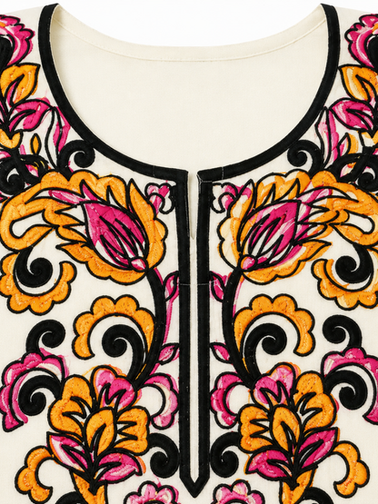 Noor : Aari embroidery summer kurti | Light Gray