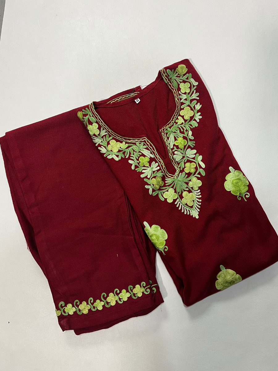 Gulposh Pheran Maroon Cord Set