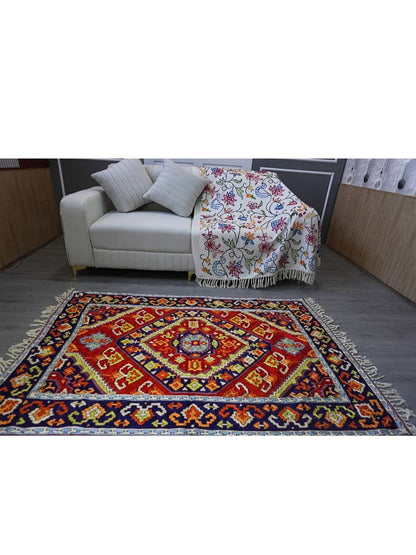 Noor-e-Kashmir Rug Chain Stitch Carpet - KaarKash