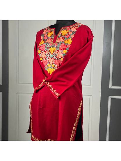 Rang-E-Chinar Red Short Woolen Kurtis