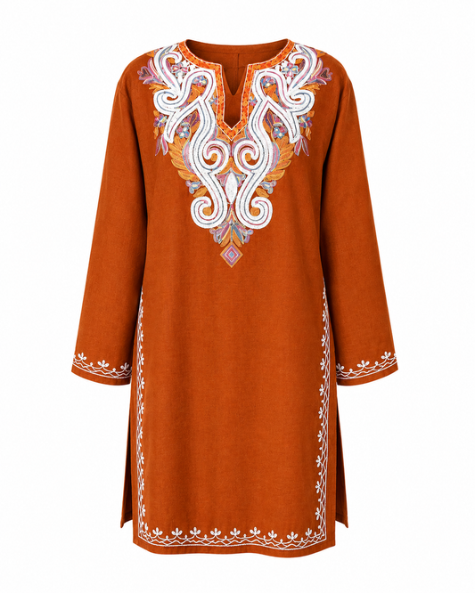 Noor : Aari embroidery summer kurti | Bronze