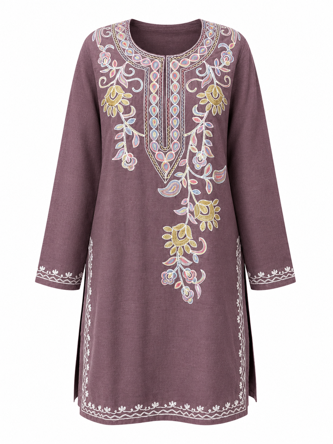 Noor : Aari embroidery summer kurti | Dark Purple