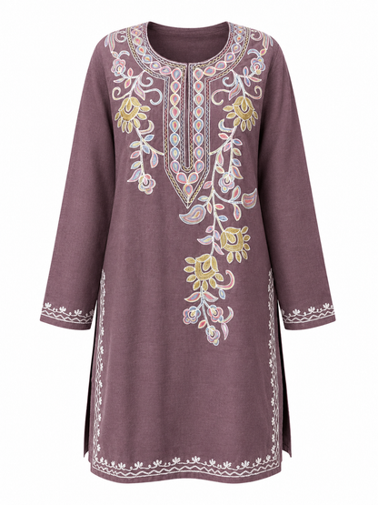 Noor : Aari embroidery summer kurti | Dark Purple