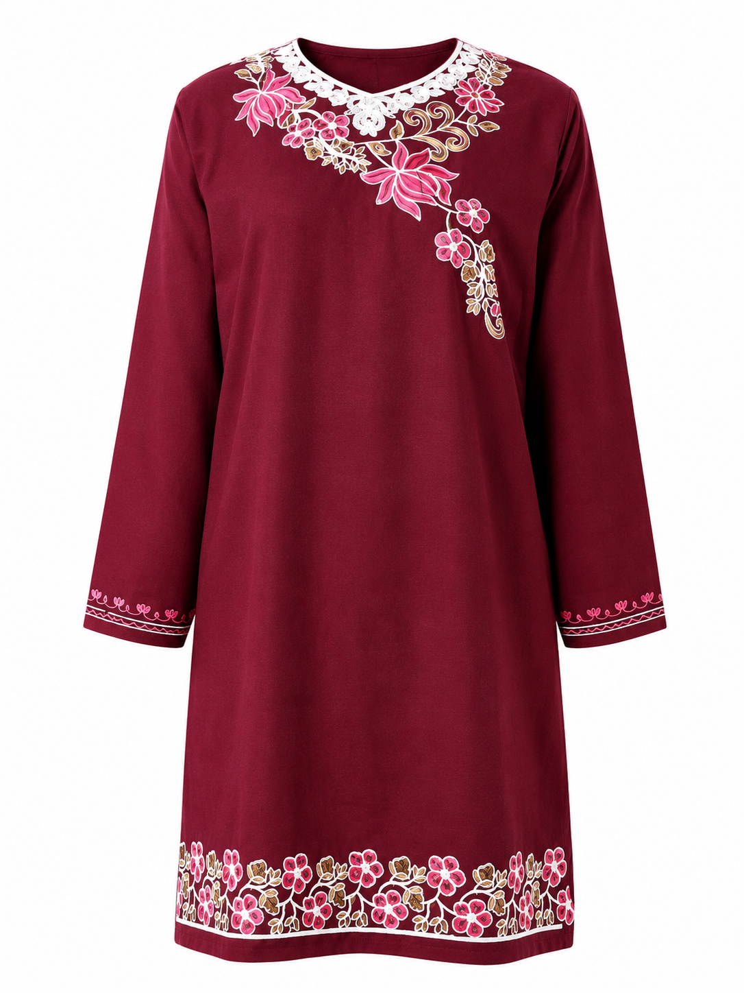 Noor : Aari embroidery summer kurti | Dark Red