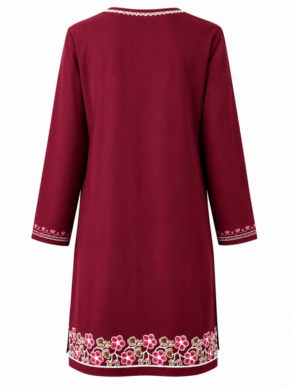 Noor : Aari embroidery summer kurti | Dark Red