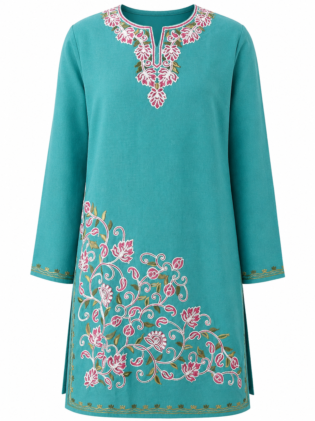 Noor : Aari embroidery summer kurti | Dark Teal