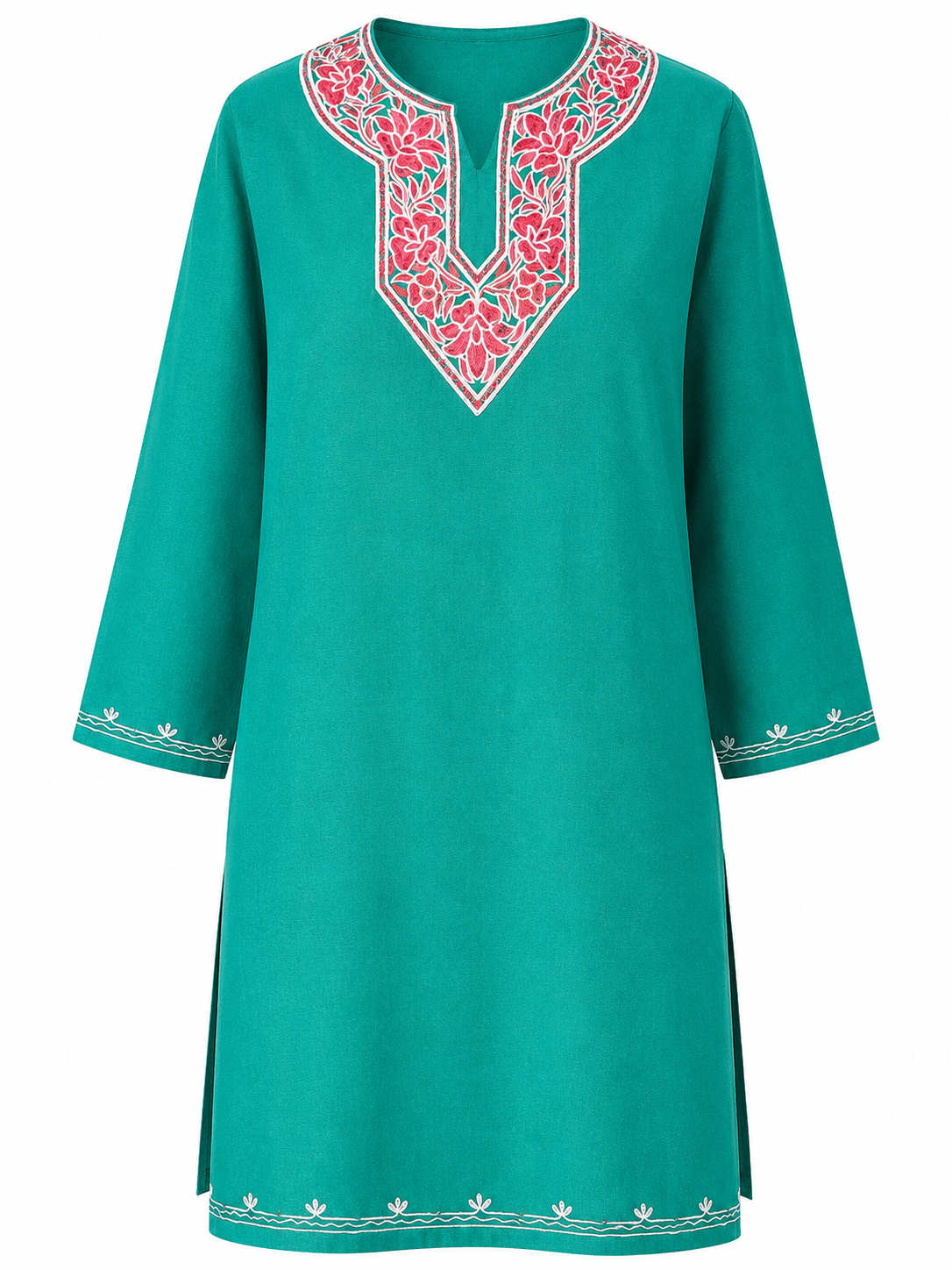 Noor : Aari embroidery summer kurti | Dark Teal