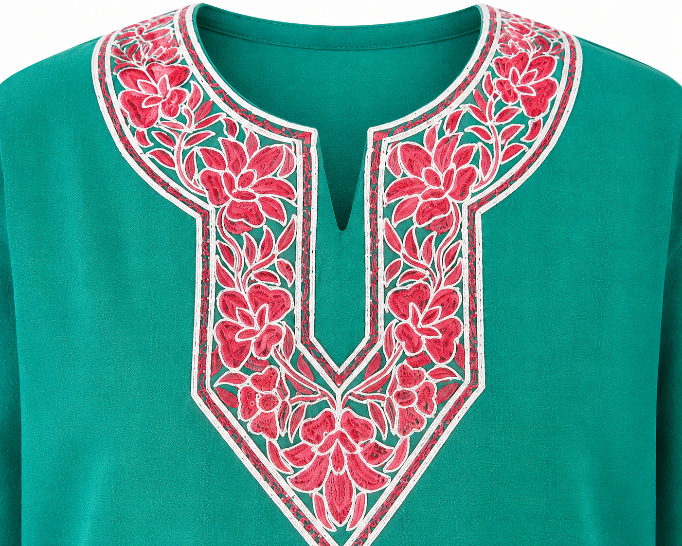 Noor : Aari embroidery summer kurti | Dark Teal