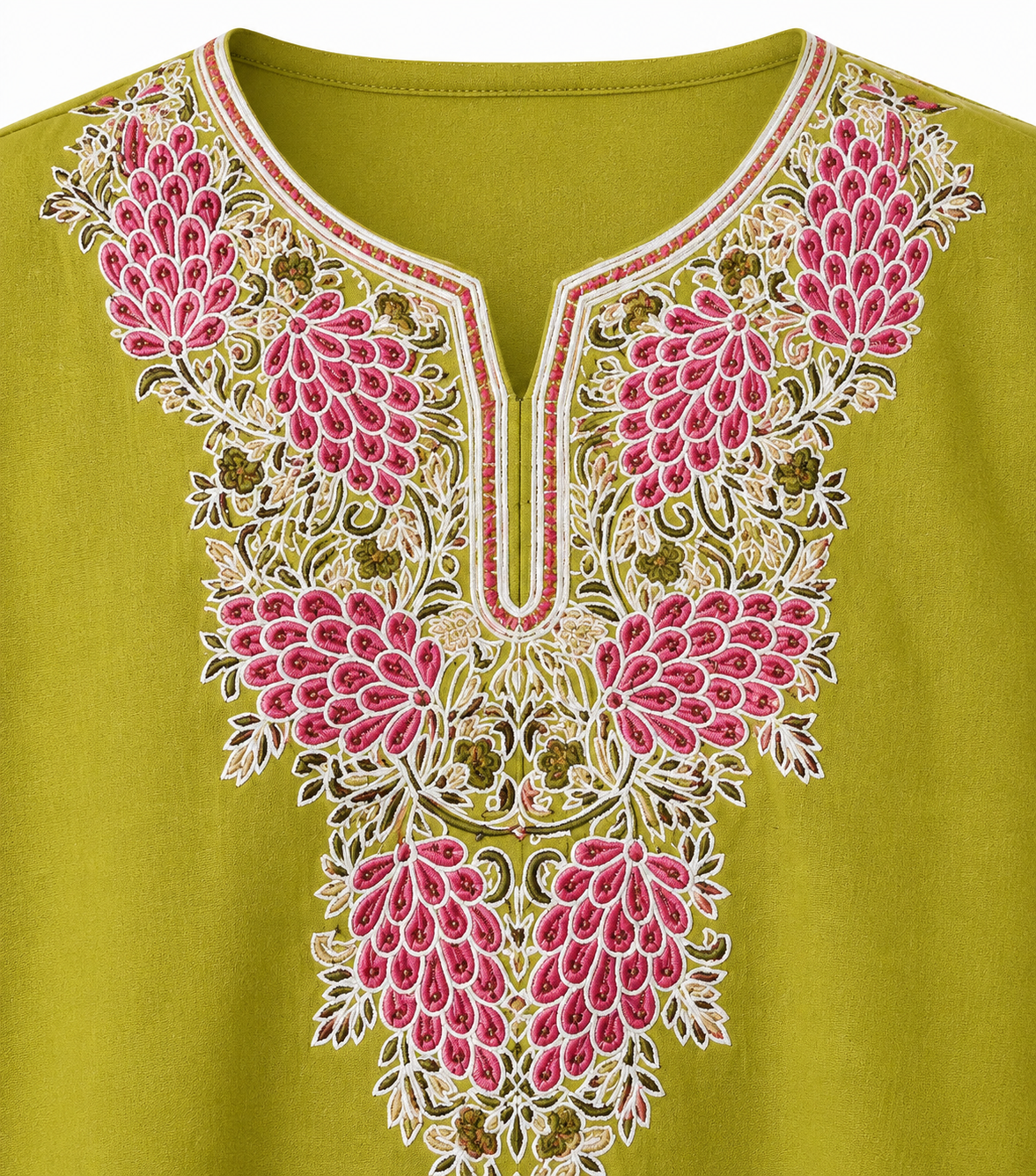 Noor : Aari embroidery summer kurti | Dark Yellow