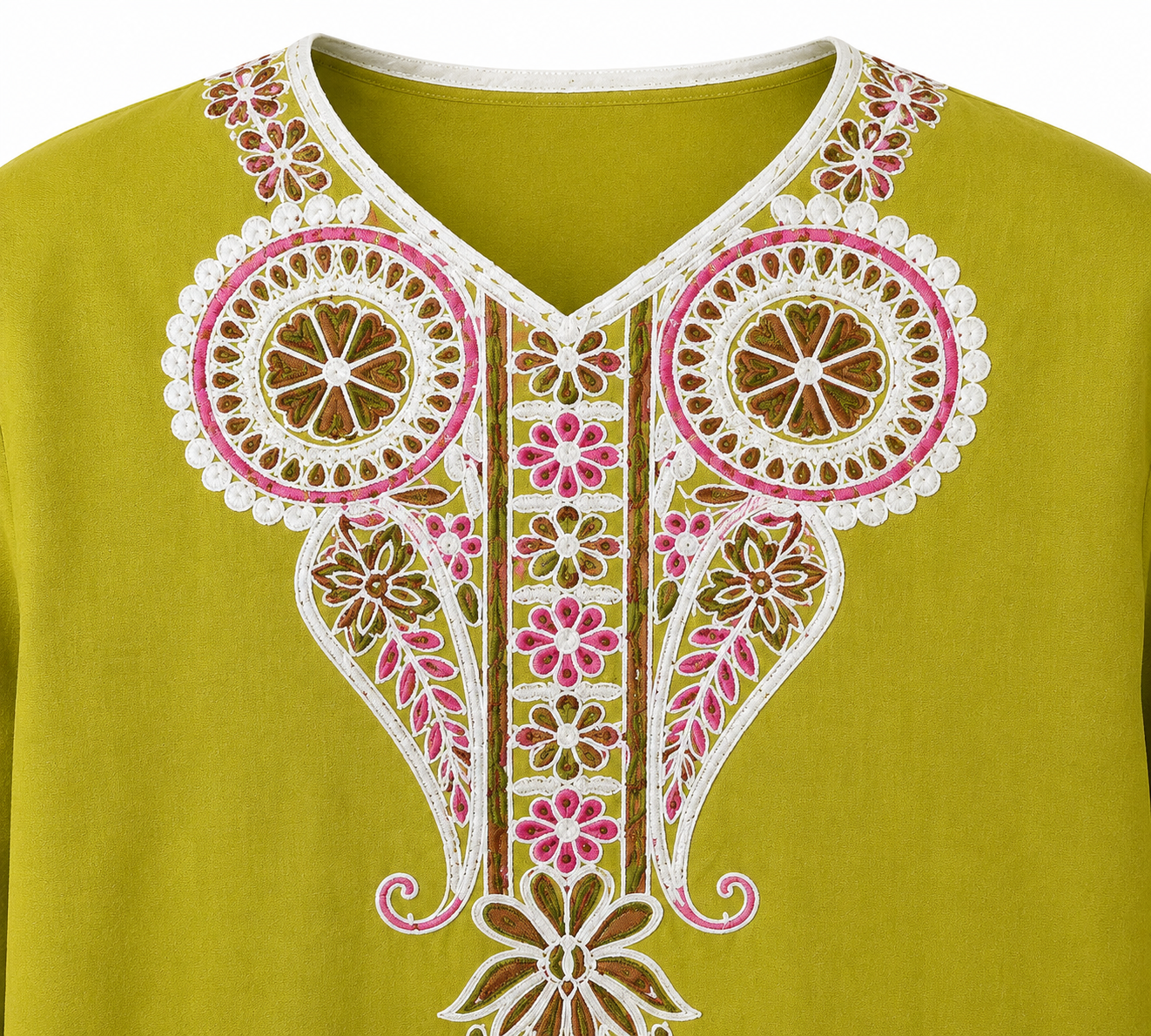 Noor : Aari embroidery summer kurti | Dark Yellow