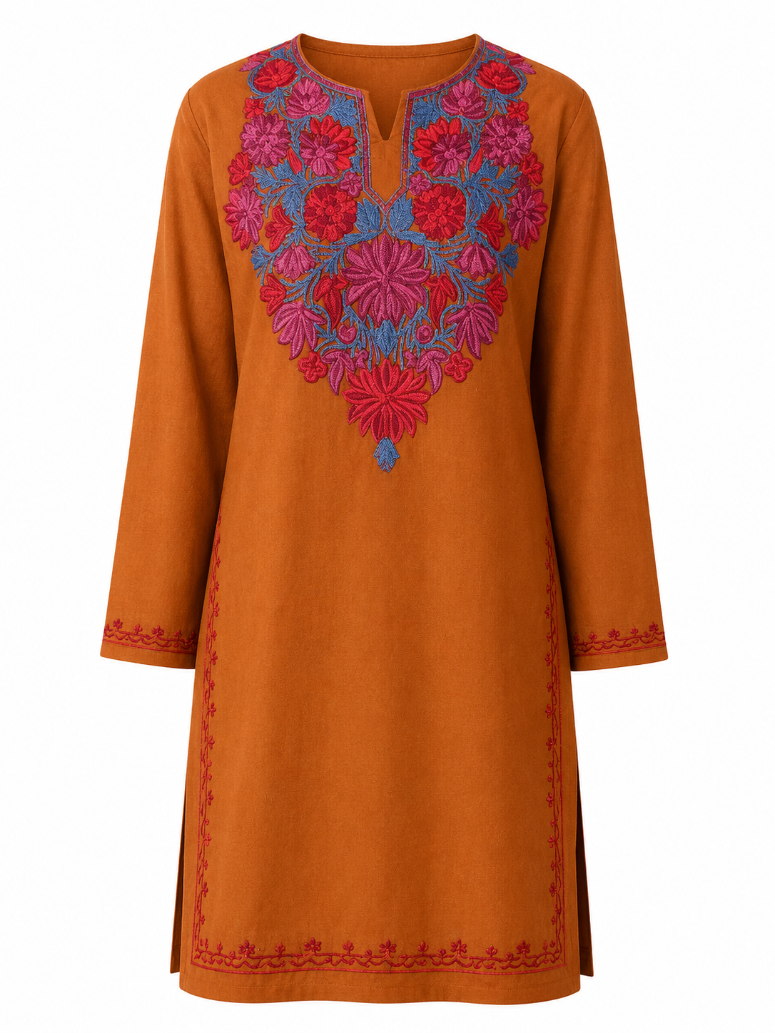Noor : Aari embroidery summer kurti | Desert Rust