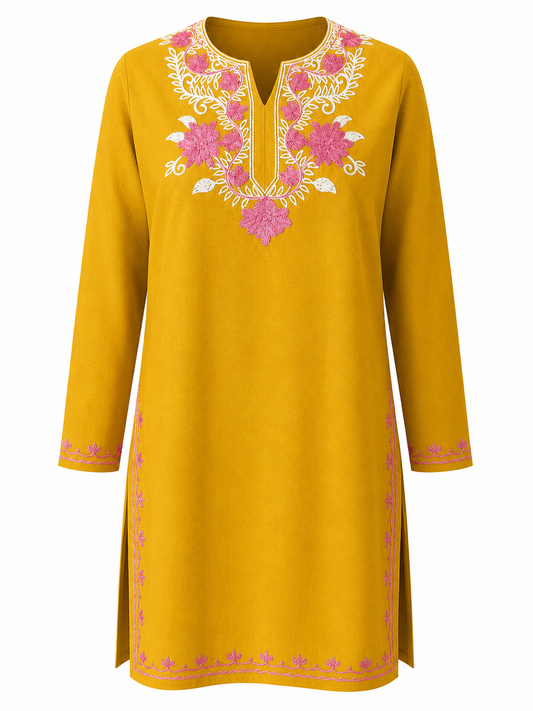 Noor : Aari embroidery summer kurti | Gold