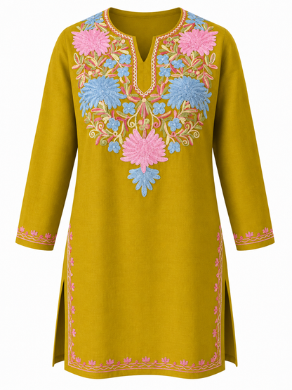 Noor : Aari embroidery summer kurti | Gold