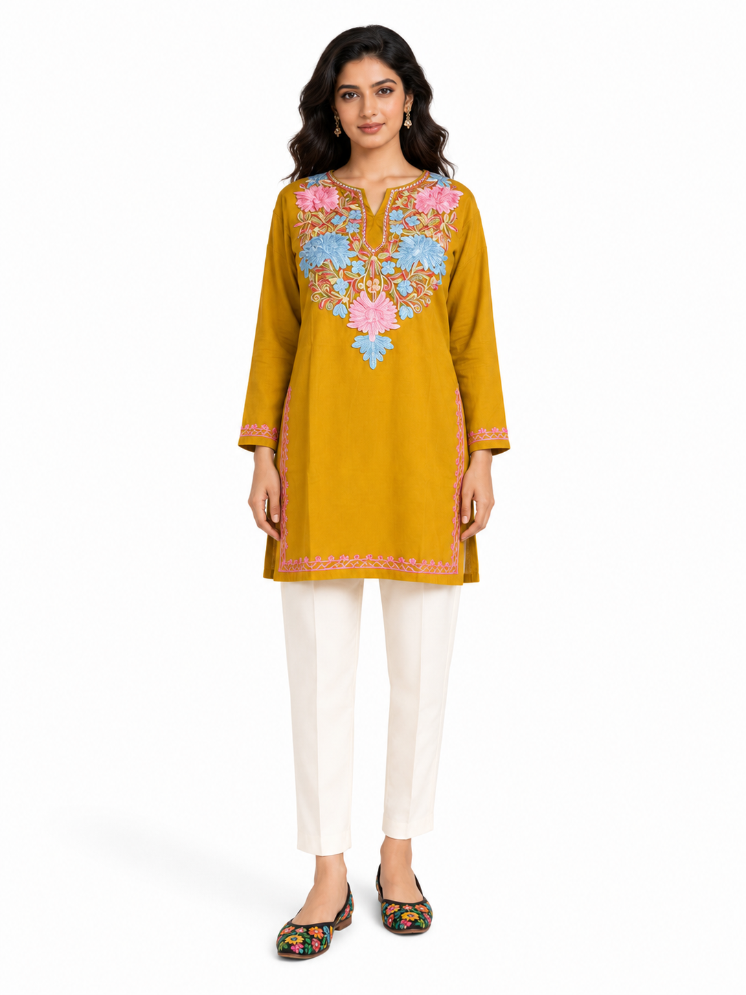 Noor : Aari embroidery summer kurti | Gold