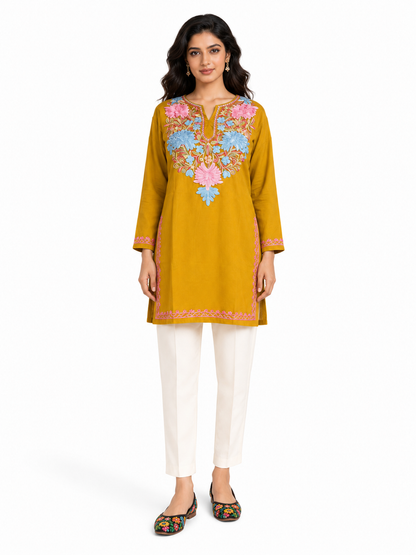 Noor : Aari embroidery summer kurti | Gold