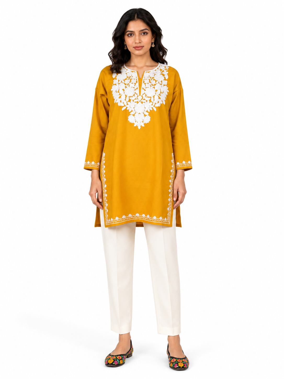 Noor : Aari embroidery summer kurti | Gold