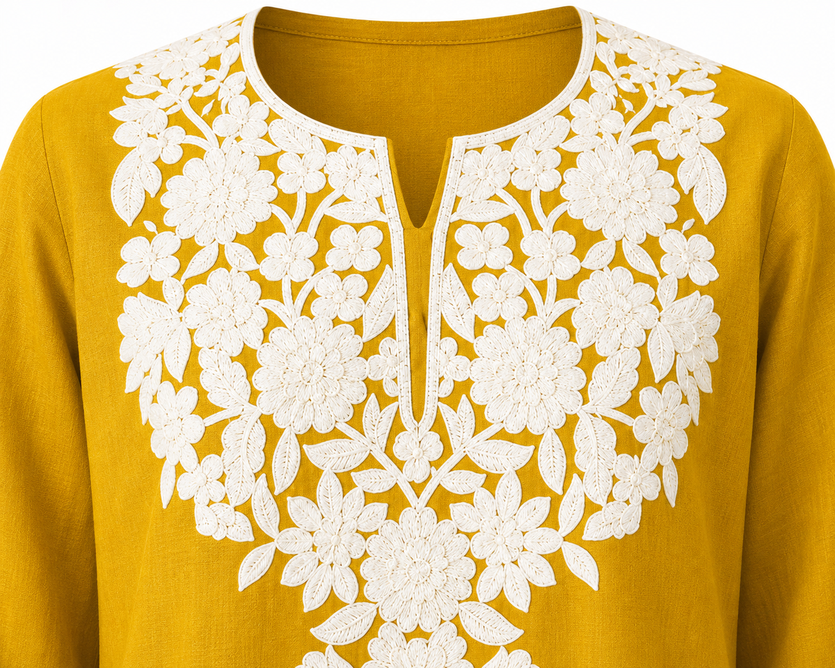 Noor : Aari embroidery summer kurti | Gold