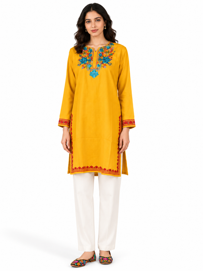 Noor : Aari embroidery summer kurti | Gold