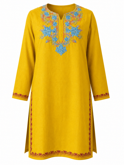 Noor : Aari embroidery summer kurti | Gold