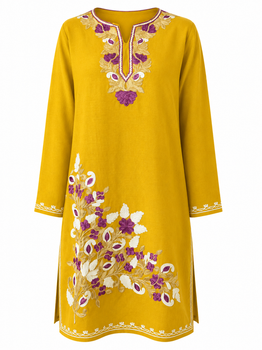 Noor : Aari embroidery summer kurti | Gold