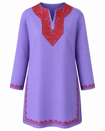 Noor : Aari embroidery summer kurti | Lavender
