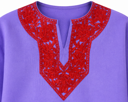Noor : Aari embroidery summer kurti | Lavender