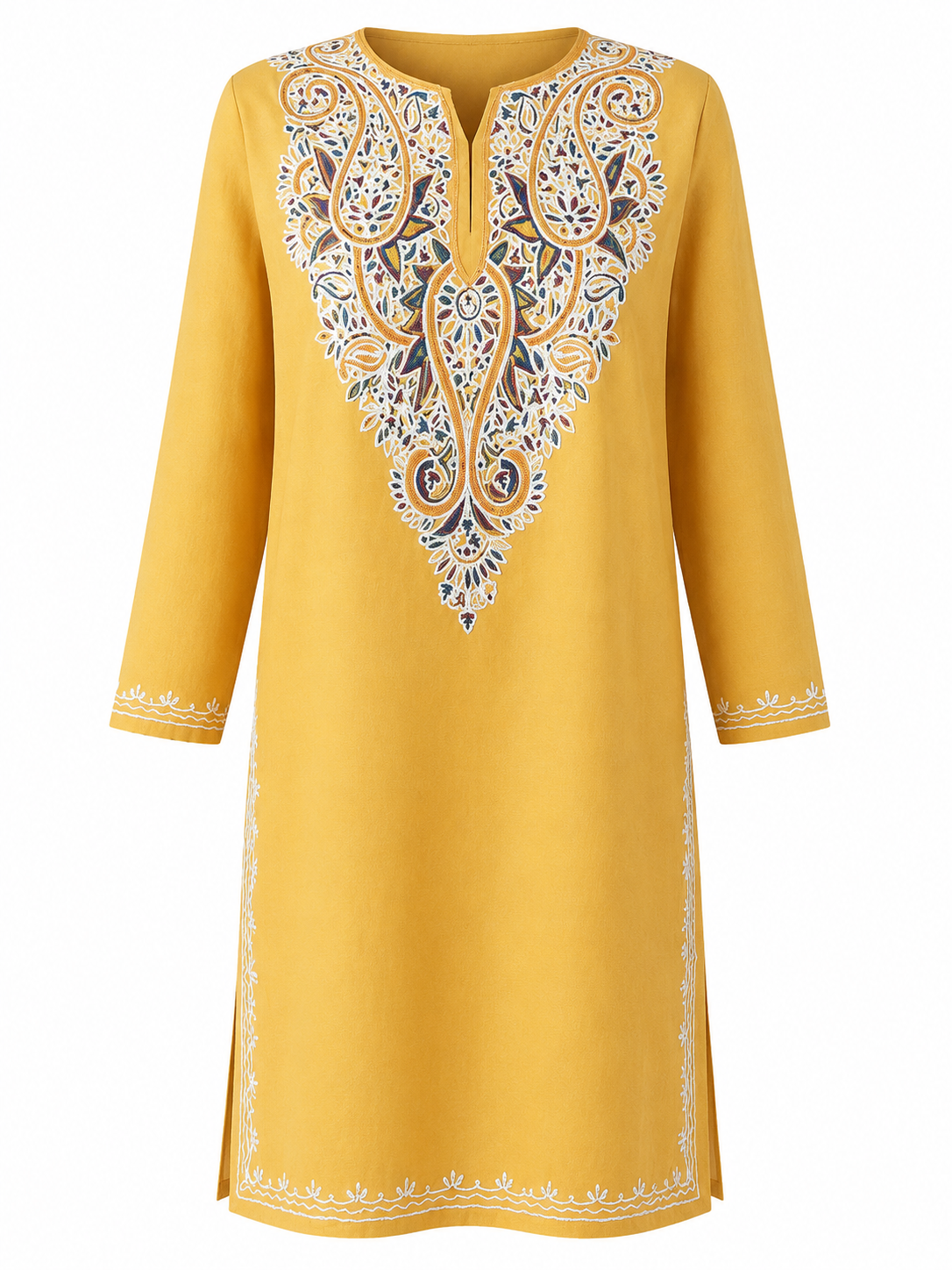 Noor : Aari embroidery summer kurti | Light Yellow