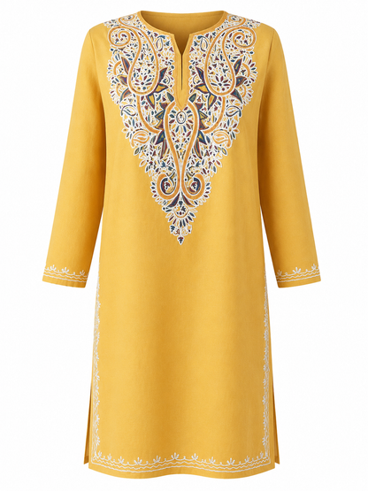 Noor : Aari embroidery summer kurti | Light Yellow