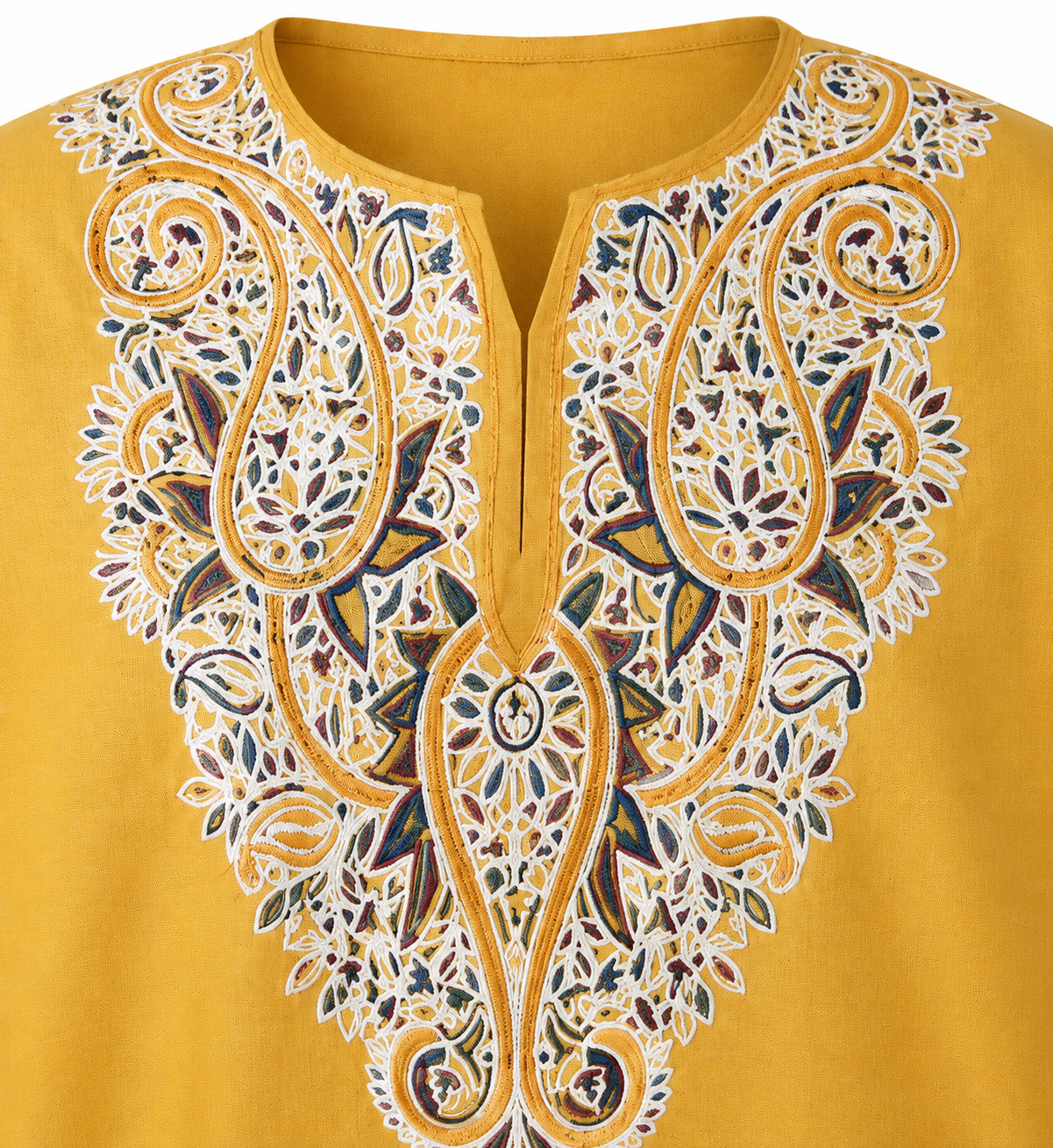 Noor : Aari embroidery summer kurti | Light Yellow