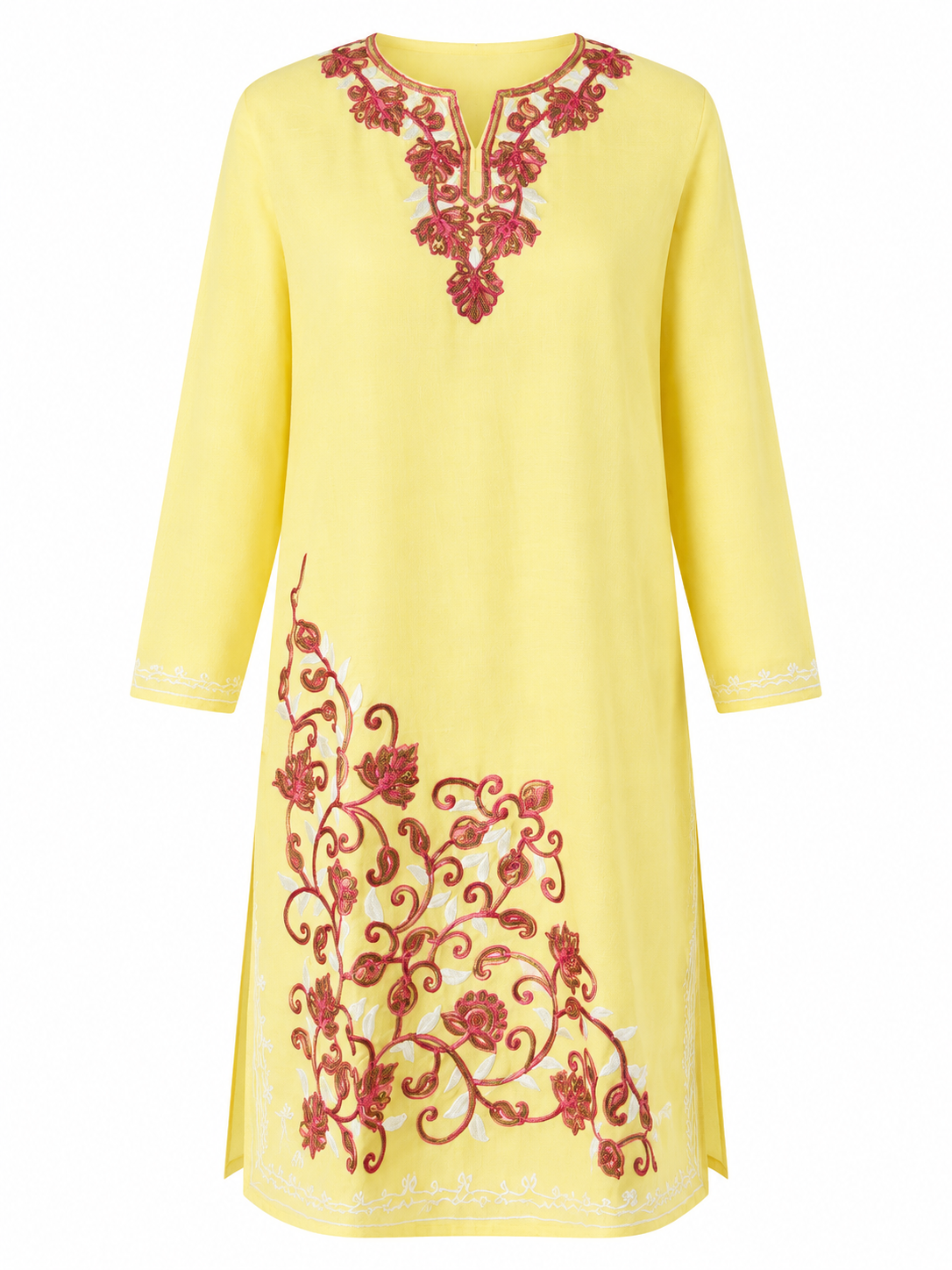 Noor : Aari embroidery summer kurti | Light yellow