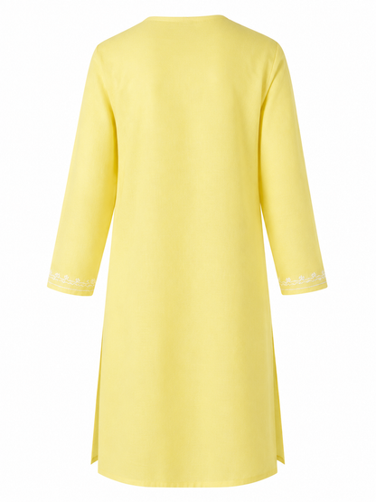 Noor : Aari embroidery summer kurti | Light yellow