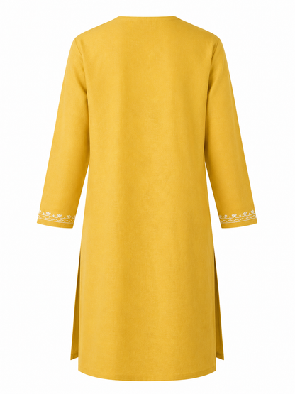 Noor : Aari embroidery summer kurti | Mustard
