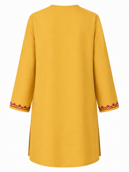 Noor : Aari embroidery summer kurti | Mustard