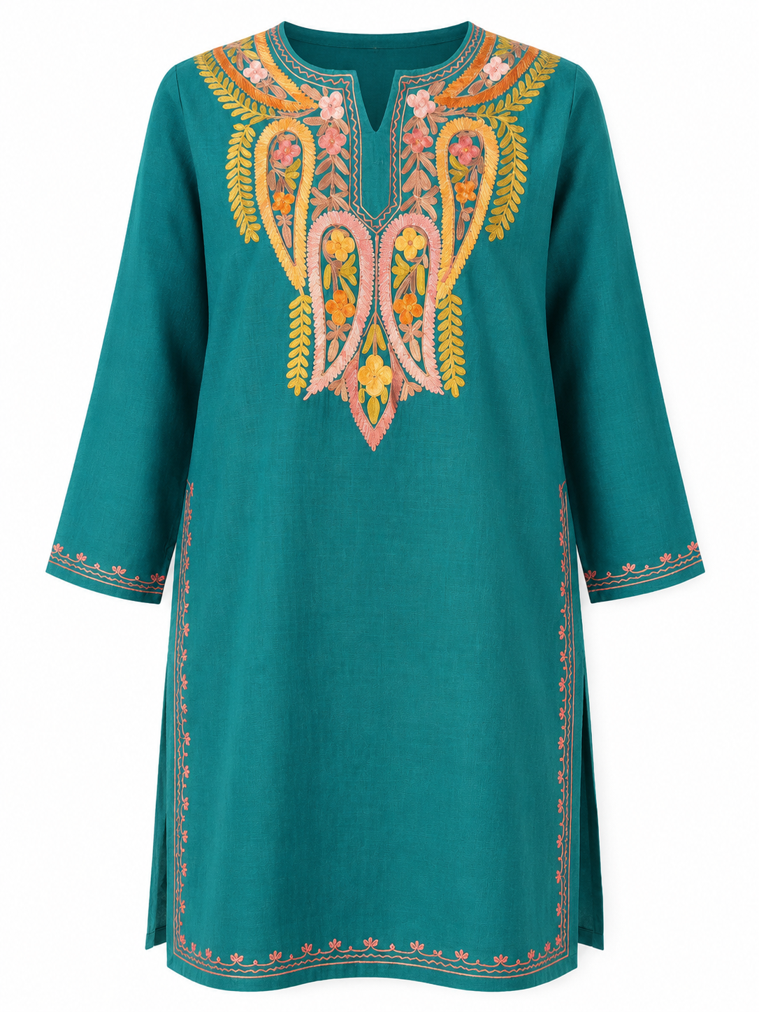 Kashmir Aari cotton Co-Ord Set | Dark Teal