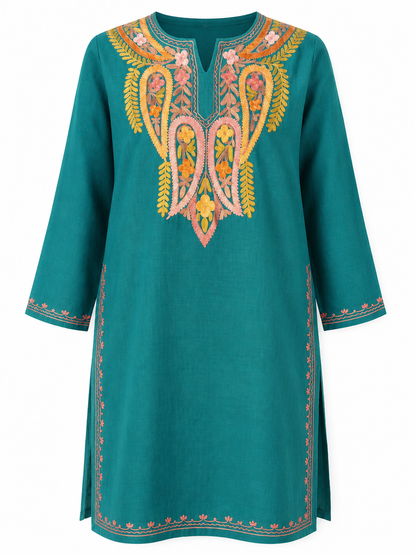 Kashmir Aari cotton Co-Ord Set | Dark Teal